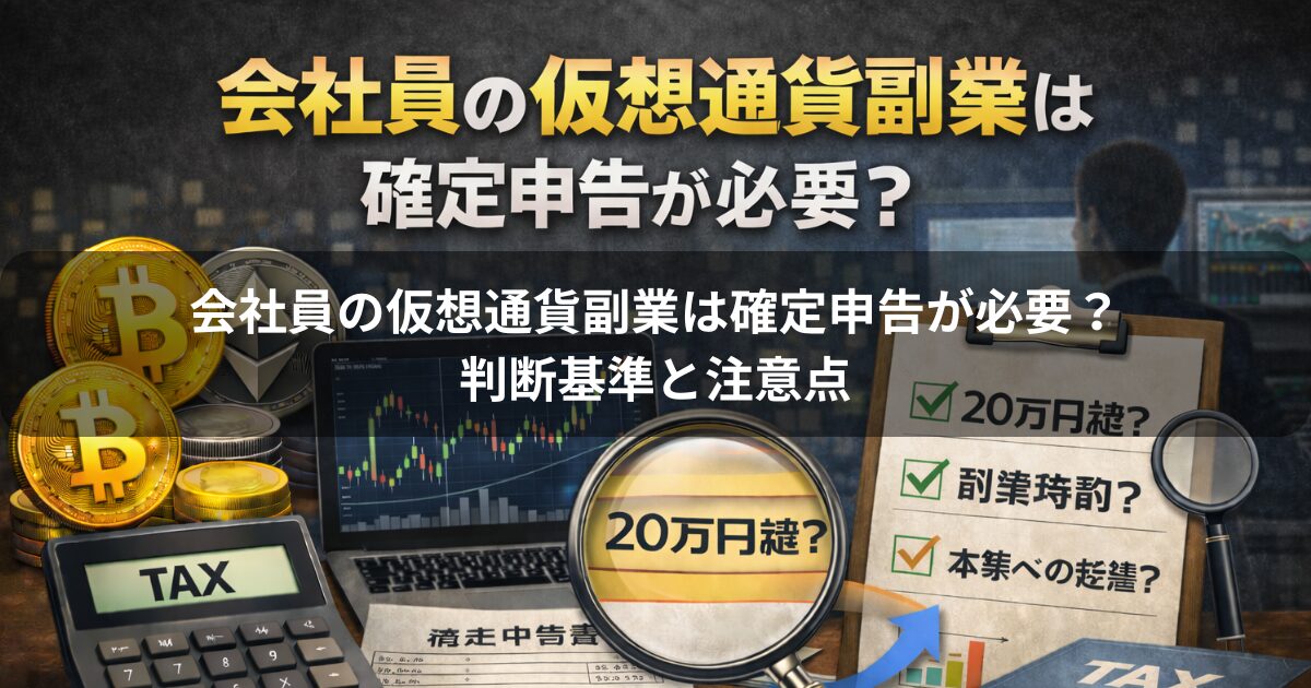 会社員の仮想通貨副業は確定申告が必要？判断基準と注意点
